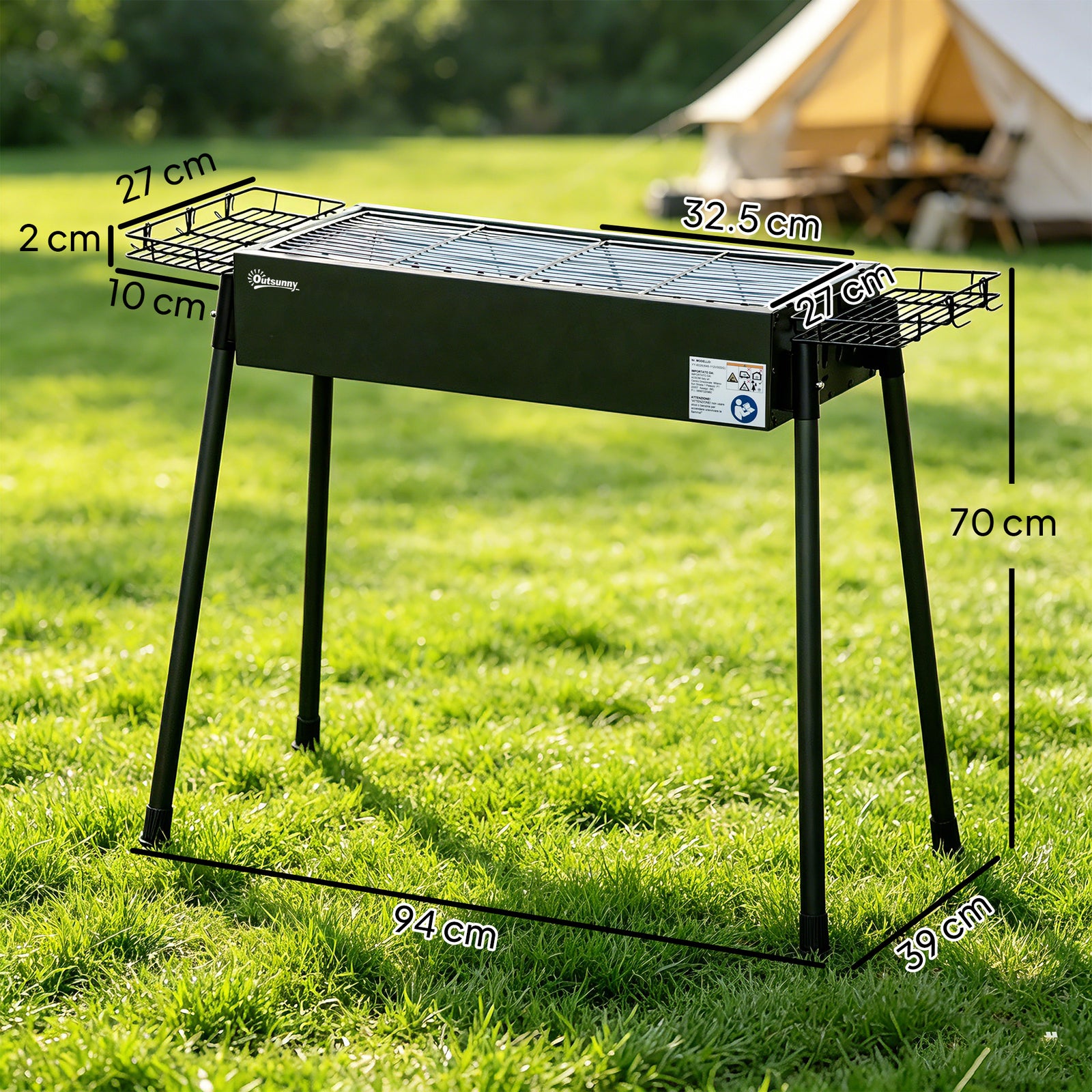 Portable Charcoal BBQ Grill with Seasoning Baskets for Camping Picnic 
