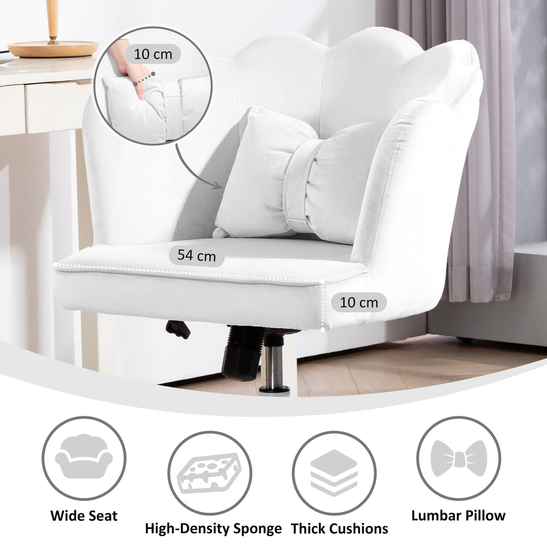 Velvet-Feel Petal Back Office Chair - White