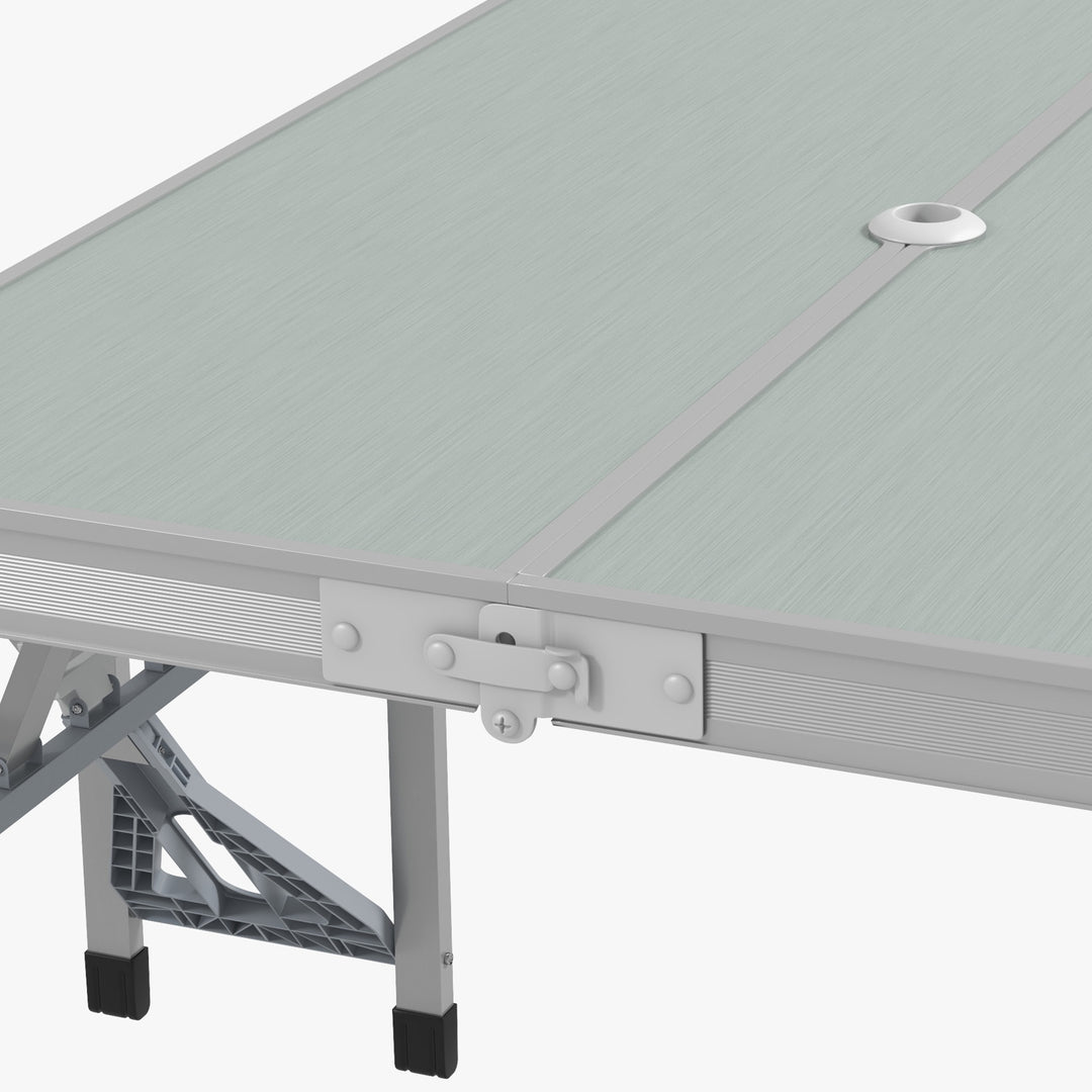 Folding Picnic Table with 4 Seats and Umbrella Hole - Grey