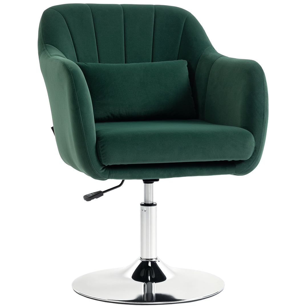 Retro Velvet Swivel Tub Chair with Steel Frame, Cushion Seat, Dark Gre