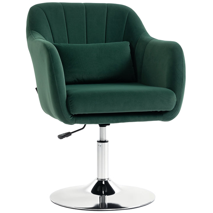 Retro Velvet Swivel Tub Chair with Steel Frame, Cushion Seat, Dark Gre