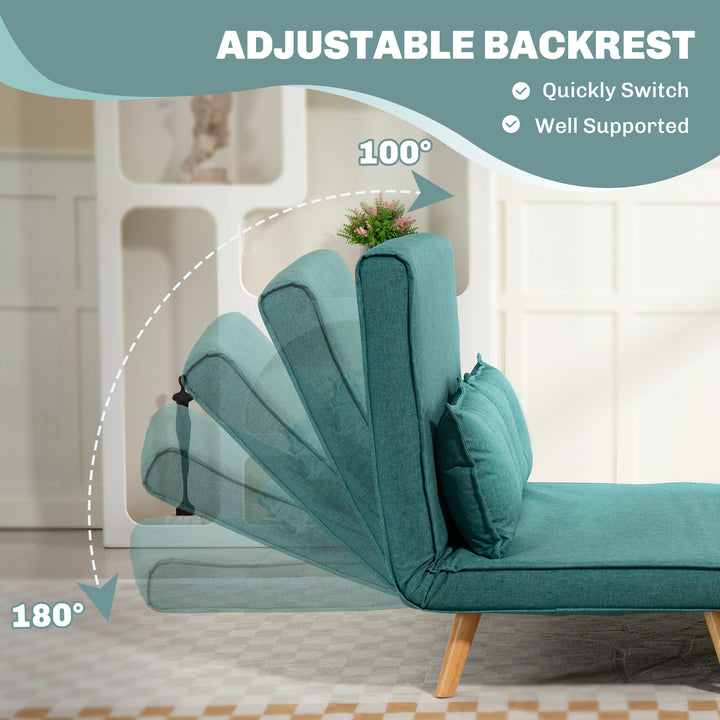 Two-Seater Linen-Look Sofa Bed - Green