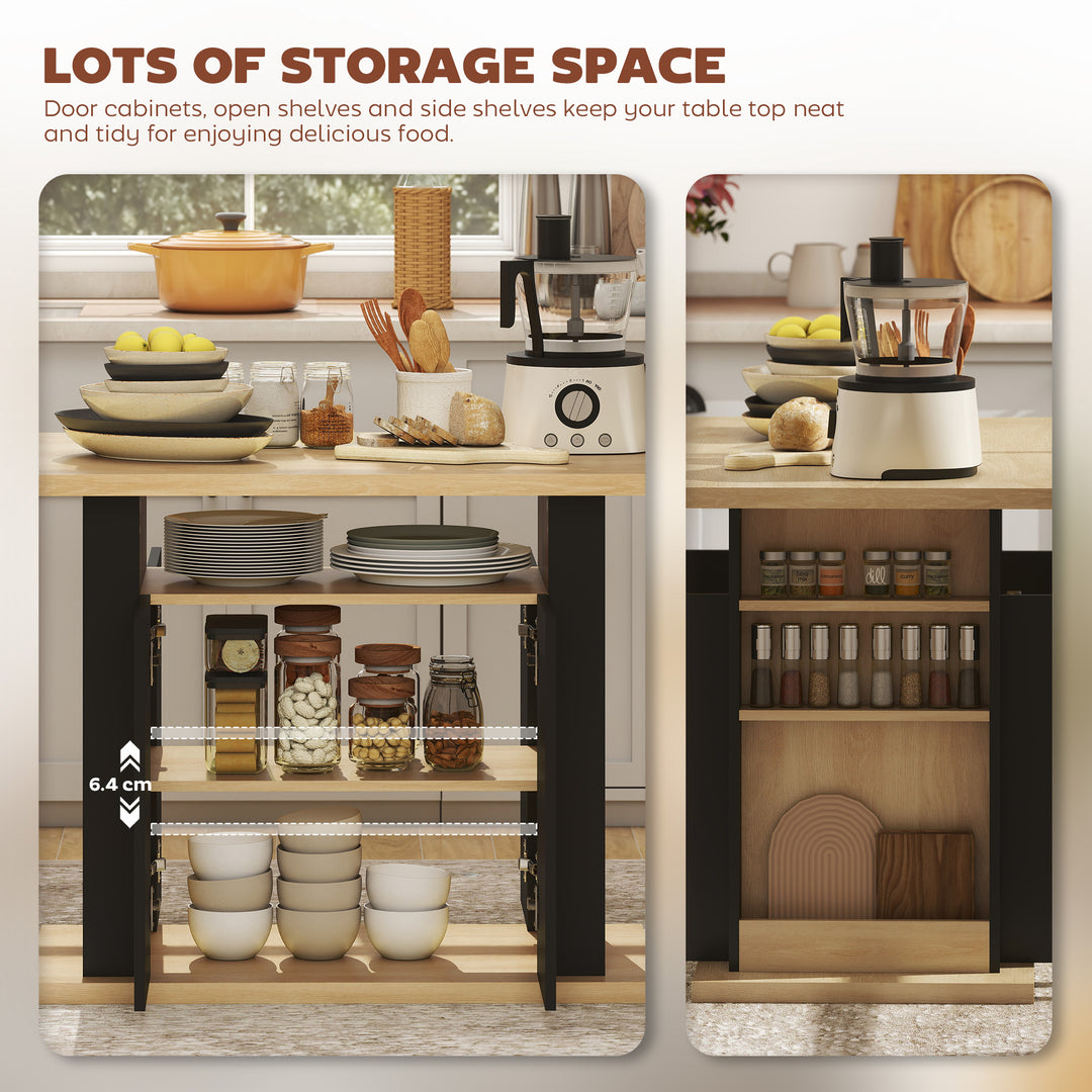 Kitchen Island with Spice Rack, Kitchen Storage with Large Tabletop fo