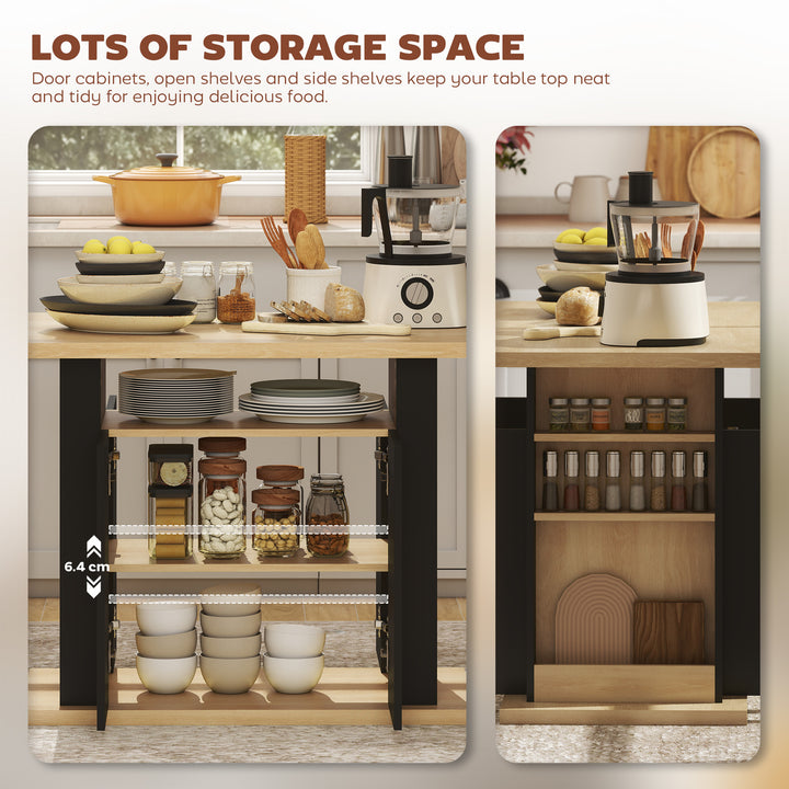 Kitchen Island with Spice Rack, Kitchen Storage with Large Tabletop fo