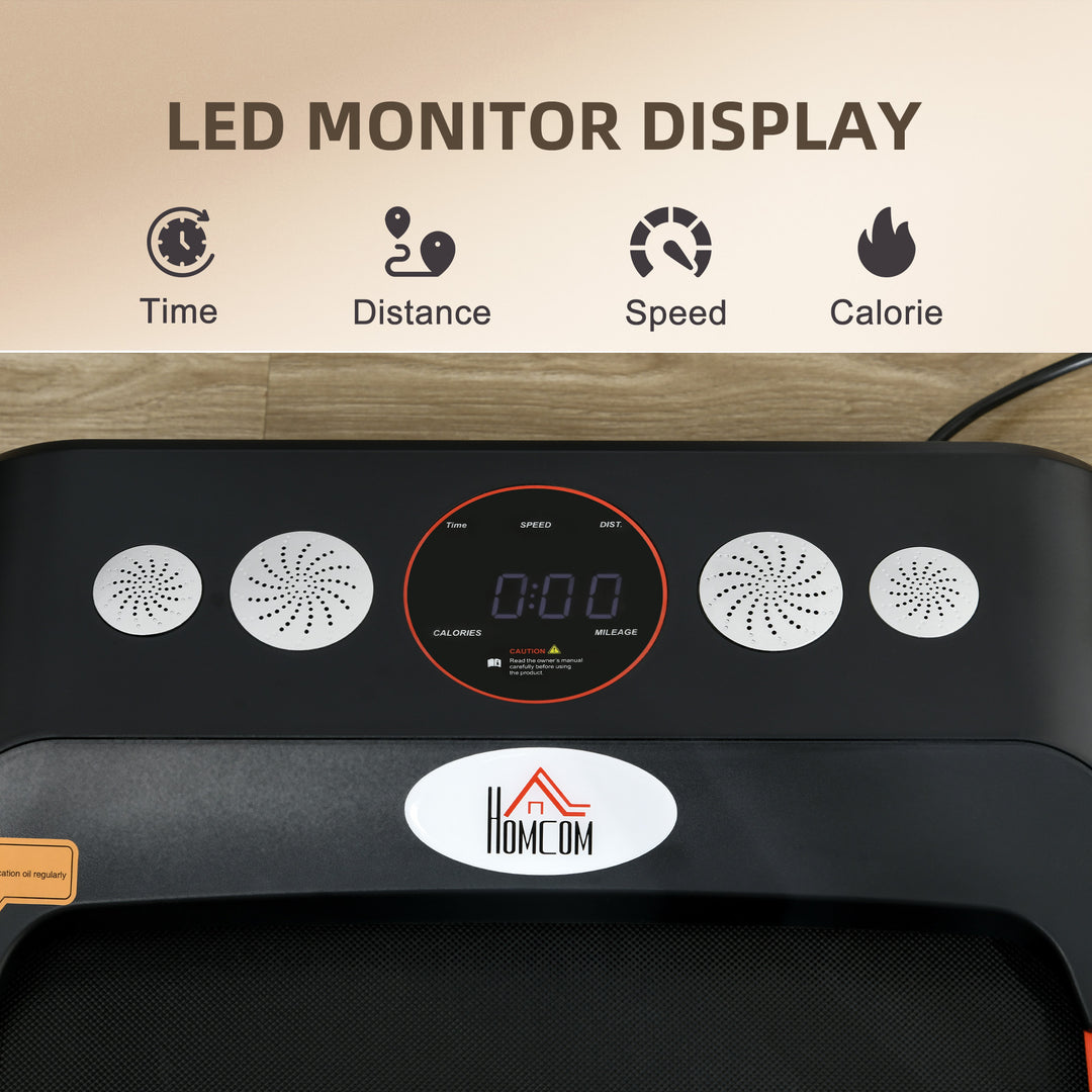 Foldable Walking Treadmill, with LED Display and Wheels, for Home, Office, Gym, Red