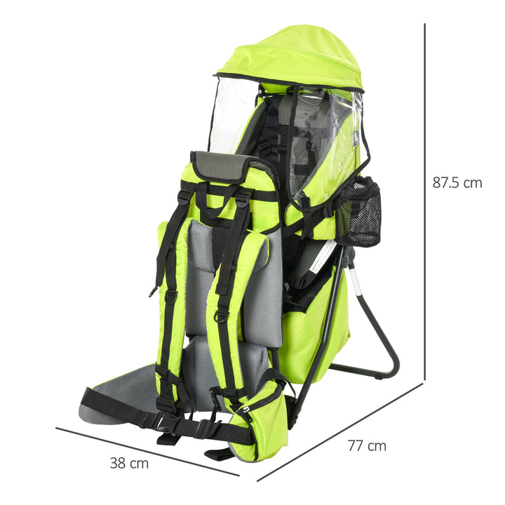 HOMCOM Baby Hiking Backpack Carrier Child Carrier with Ergonomic Hip Seat Detachable Rain Cover Adjustable Straps Stand for Toddler 6-36 Months Green