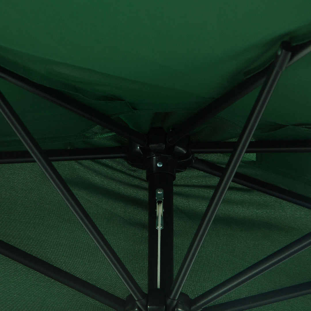 3(m) Half Parasol, Semi Round Umbrella with Metal Frame, Crank Handle for Balcony, Garden, Green