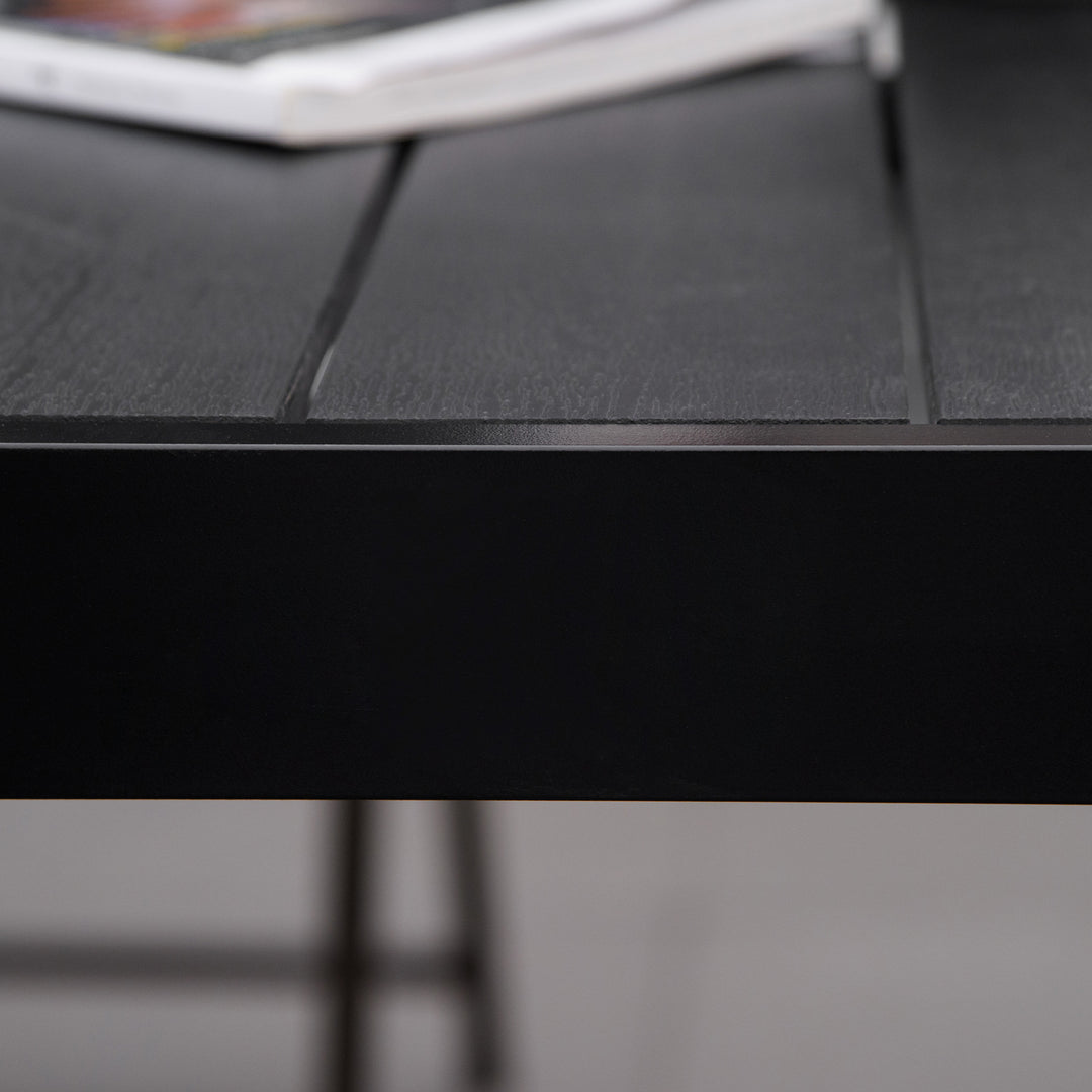 MCL Aluminium Outdoor Garden Dining Table for 8 People, Faux Wood Top, for Garden, Patio, 190 x 90 x 74cm, Black