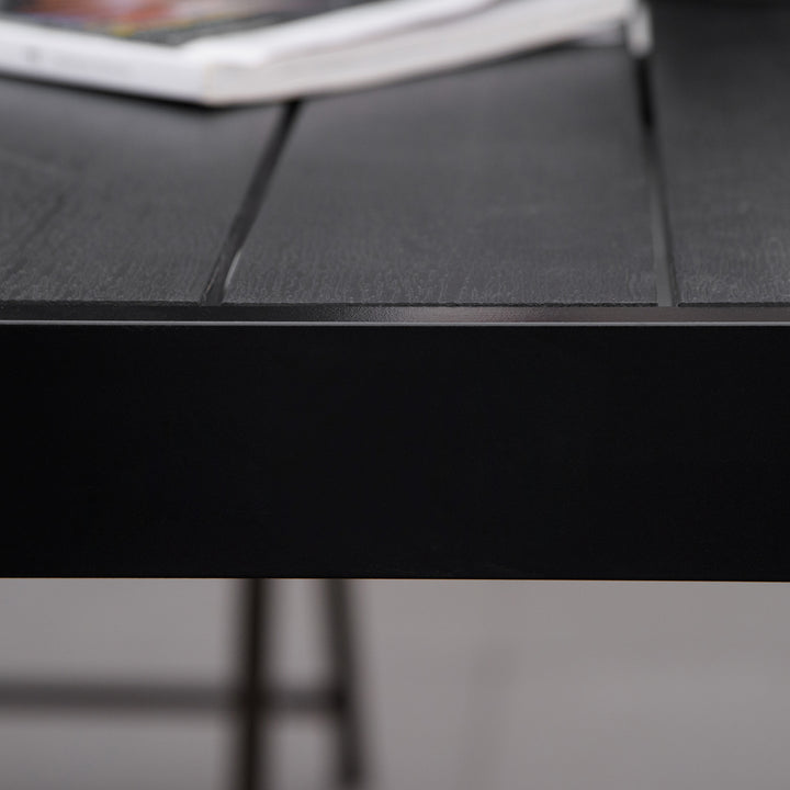 MCL Aluminium Outdoor Garden Dining Table for 8 People, Faux Wood Top, for Garden, Patio, 190 x 90 x 74cm, Black