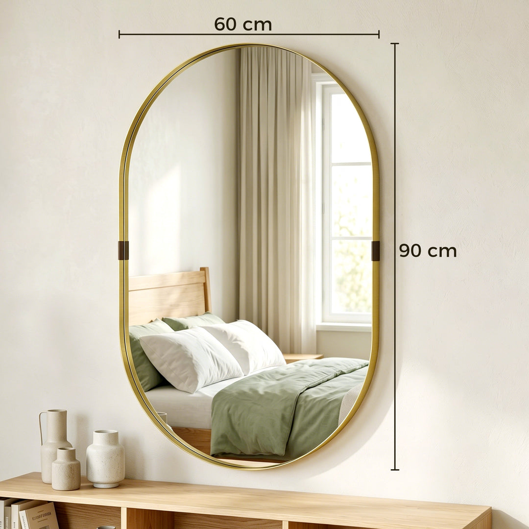 Wall Mirror, Bathroom Mirror with Elevated Aluminium Alloy Frame, 60 x