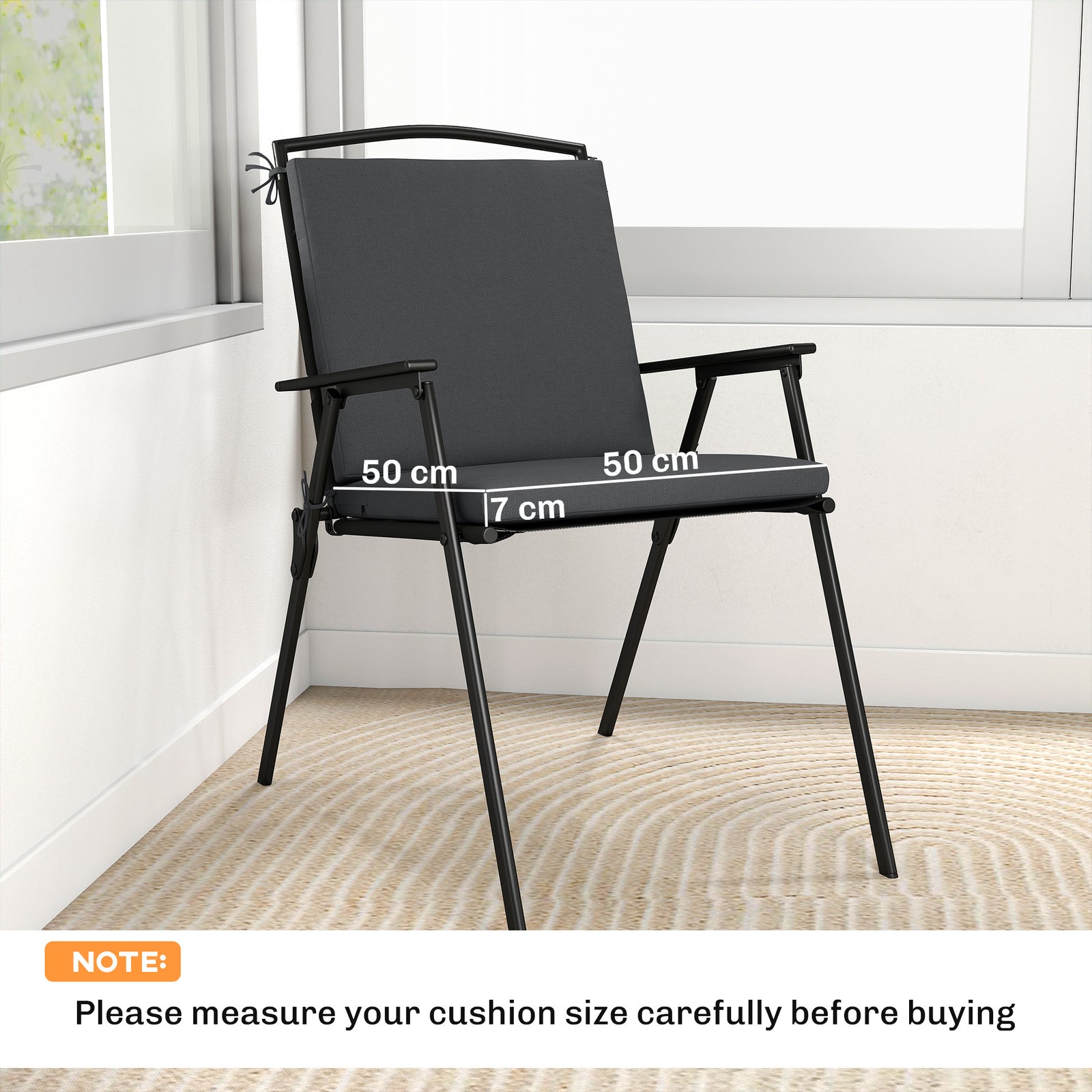 Outdoor Seat Cushions Set of 2 with Ties, Waterproof Garden Seat Pads,