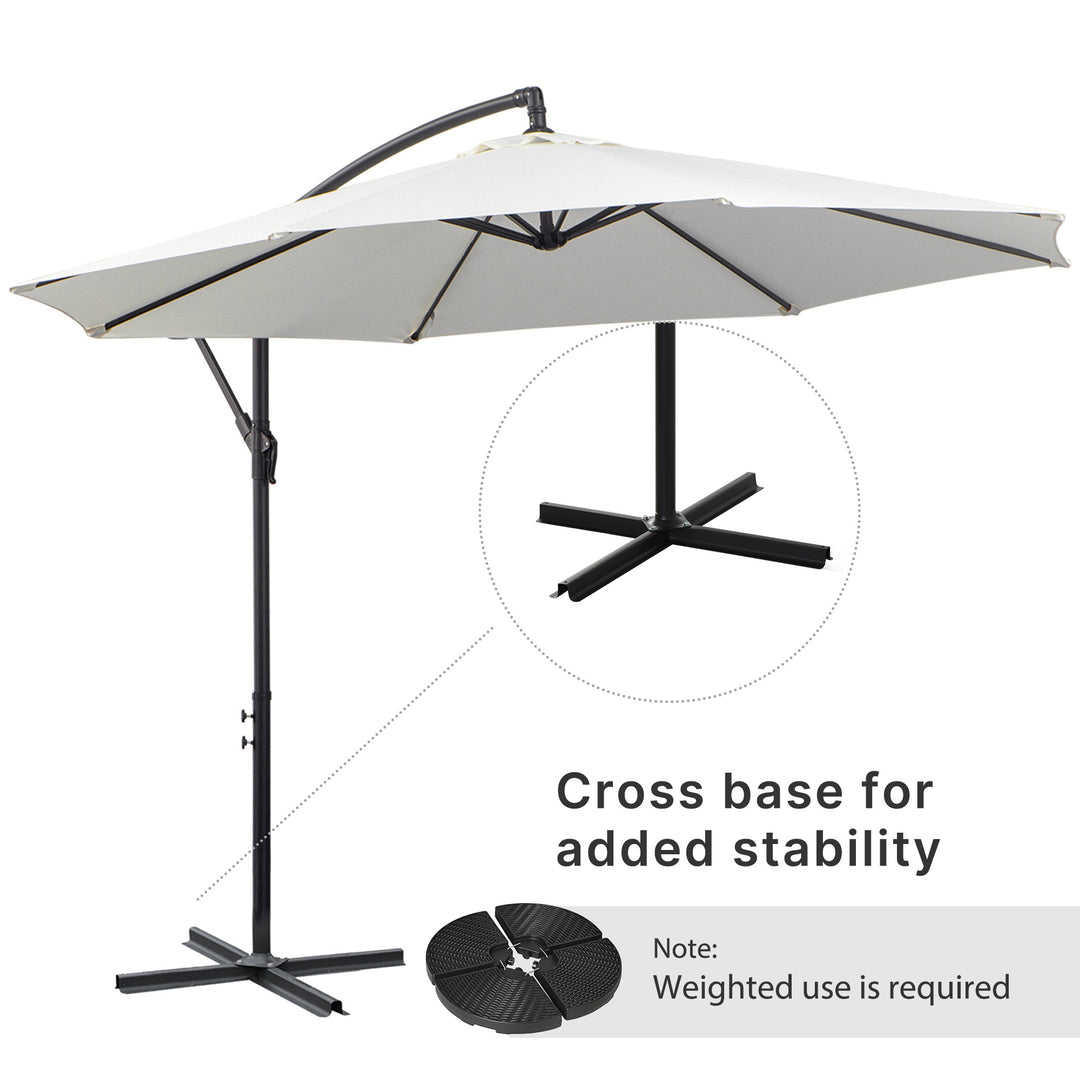 3m Banana Umbrella Parasol, Offset Cantilever Parasol Umbrella with Cross Base, Cream White