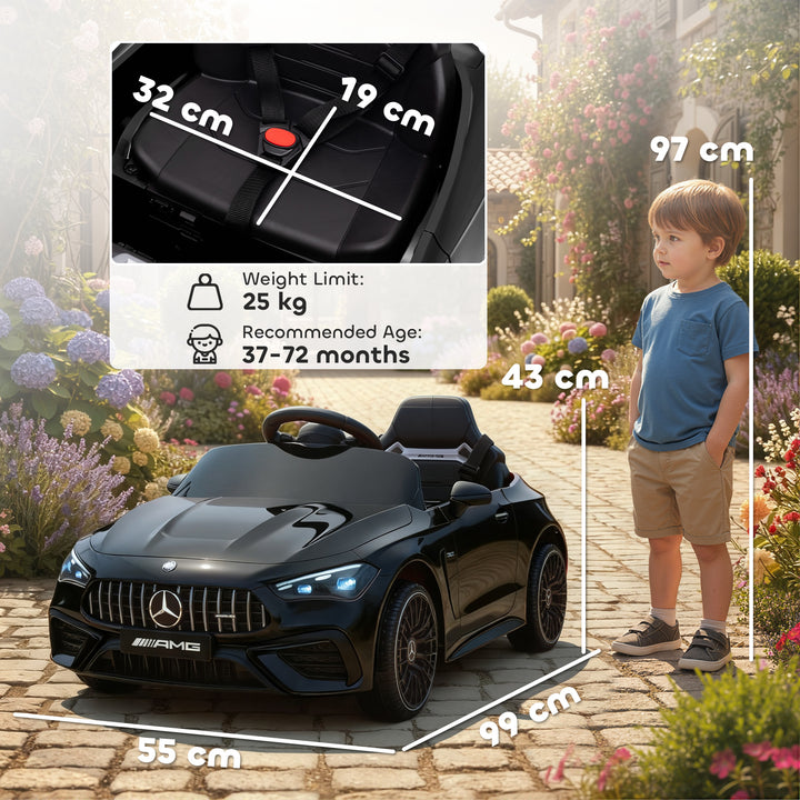 MCL Licensed Mercedes AMG Kids Electric Car, 12V Ride On Car with Dual Motors, Remote Control for 3-6 Years, Black