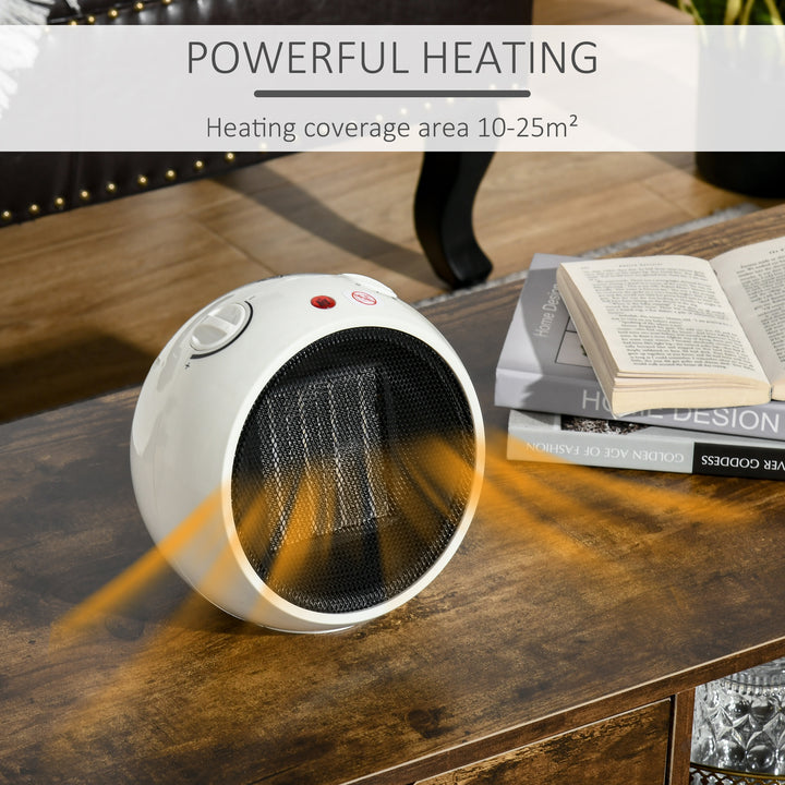 Small Table Top Space Heater, Ceramic Electric Heater with 2 Heat and Fan, Adjustable Temperature, Tip-Over & Overheating Protection, 900W/1500W