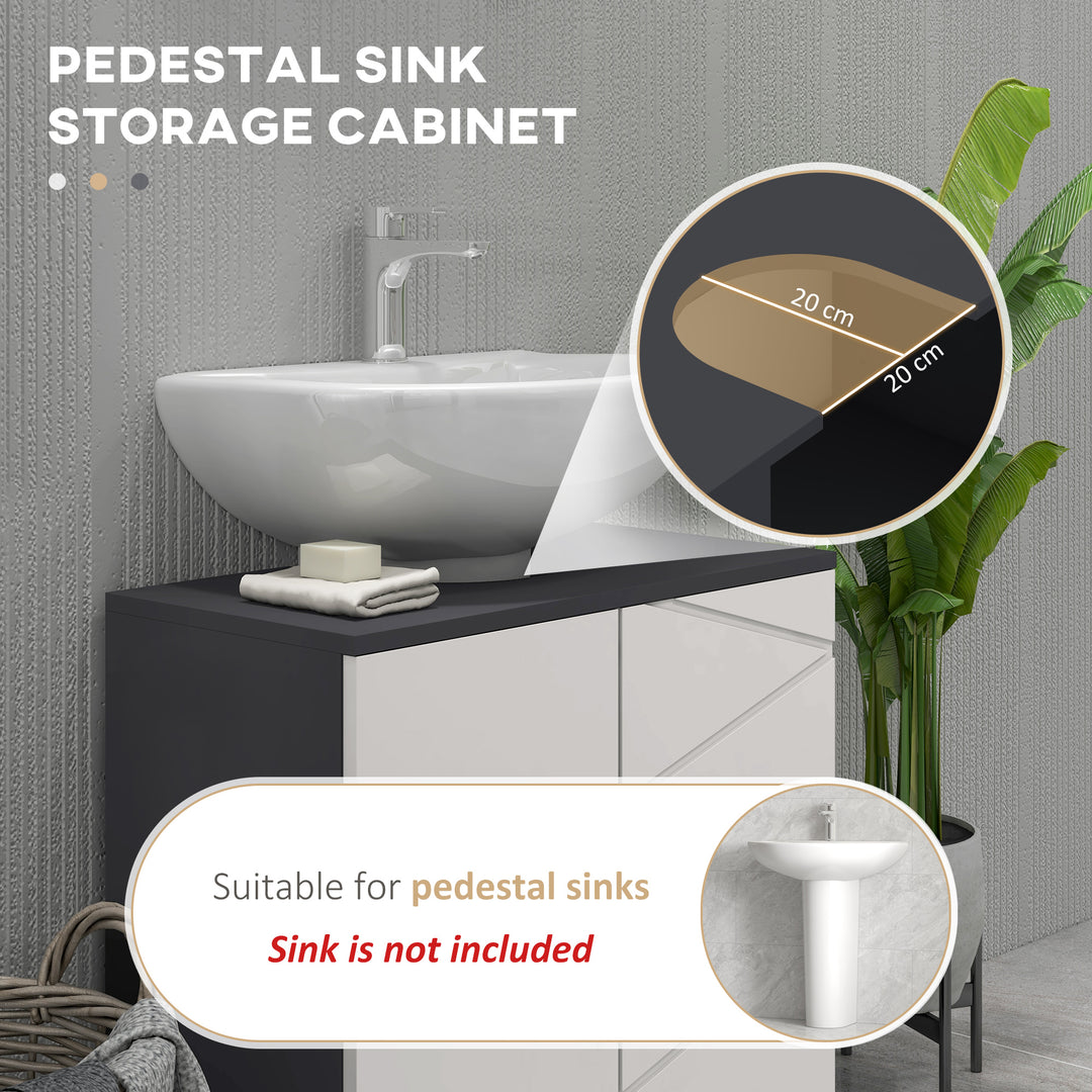 5-Piece Bathroom Furniture Set, Bathroom Storage Cabinet with Doors and Shelves, Tall and Small Floor Cabinets, Wall-mounted Mirror Cabinet, Pedestal Sink Cabinet, Grey