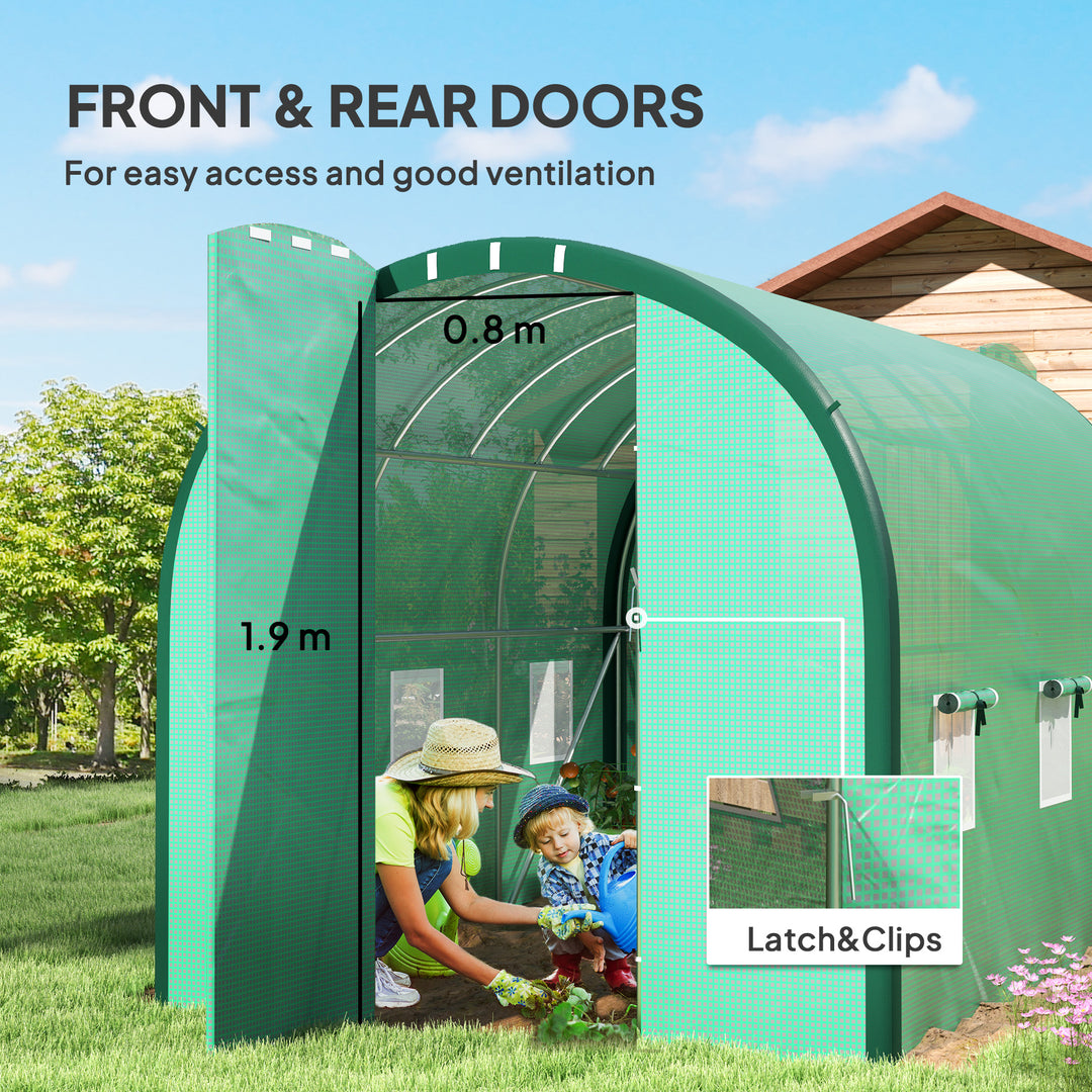 3 x 2(m) Polytunnel Greenhouse, with Windows and Doors - Green