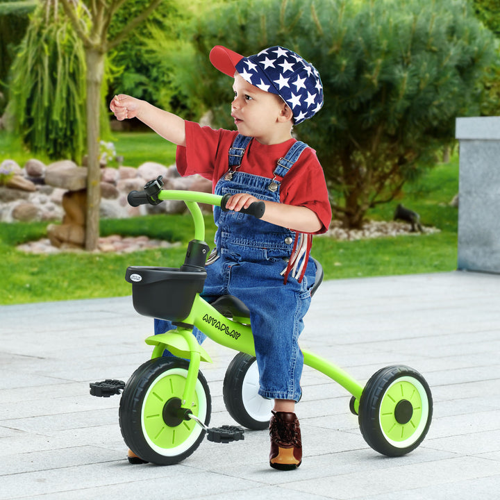 AIYAPLAY Children's Trike, Adjustable Seat Tricycle with Basket and Bell, Suitable for Ages 2-5 Years, Green