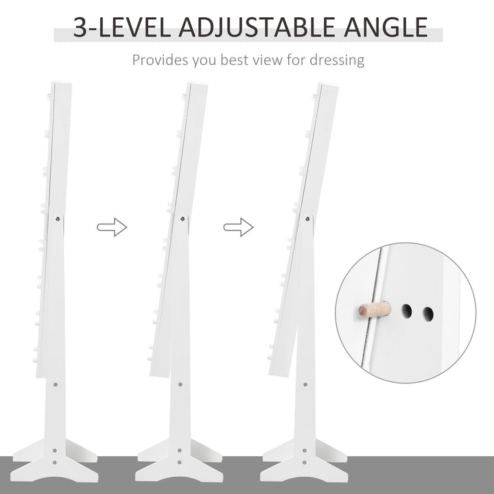 MCL Free Standing LED Mirrored Jewelry Cabinet Armoire Floor Organiser W/ 3 Angle Adjustable For Rings Earrings Bracelets Cosmetics Warm White