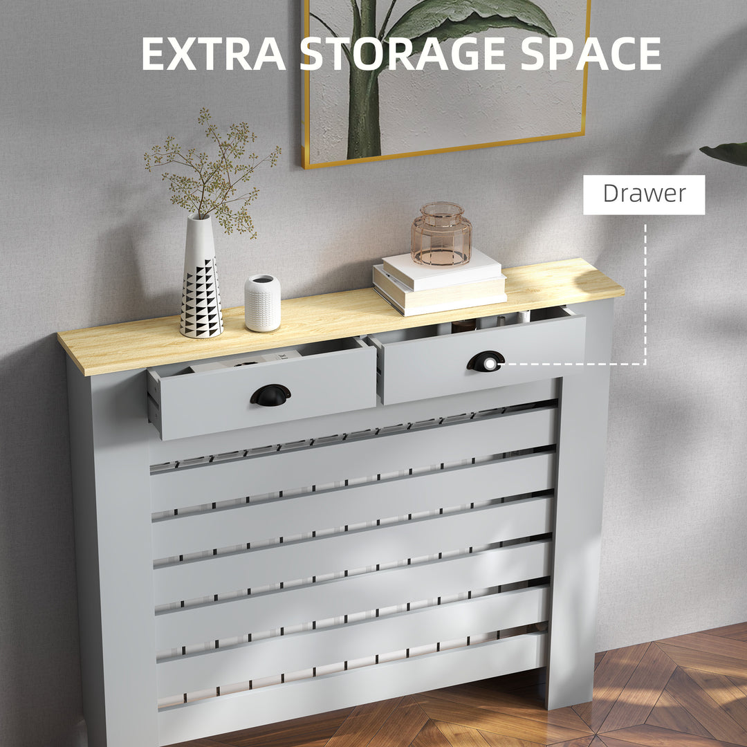 95.5H x 111Wcm Radiator Cover, with Drawer - Grey