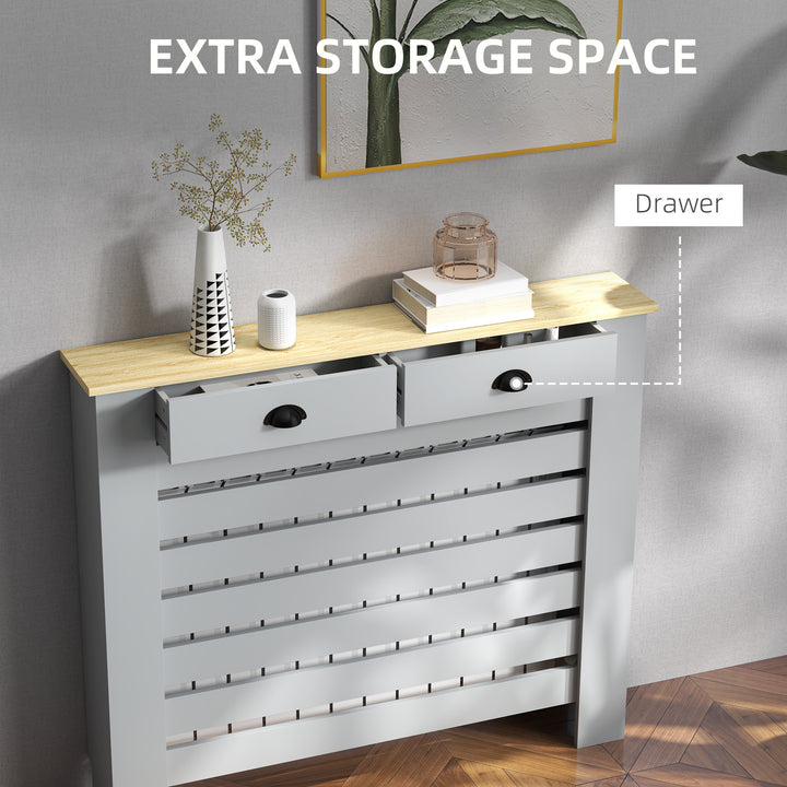 95.5H x 111Wcm Radiator Cover, with Drawer - Grey