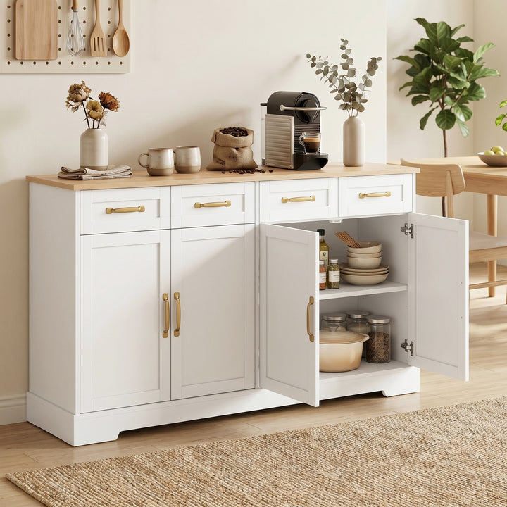 Sideboard Buffet Cabinet, 140 cm Kitchen Storage Cabinet with 4 Drawer