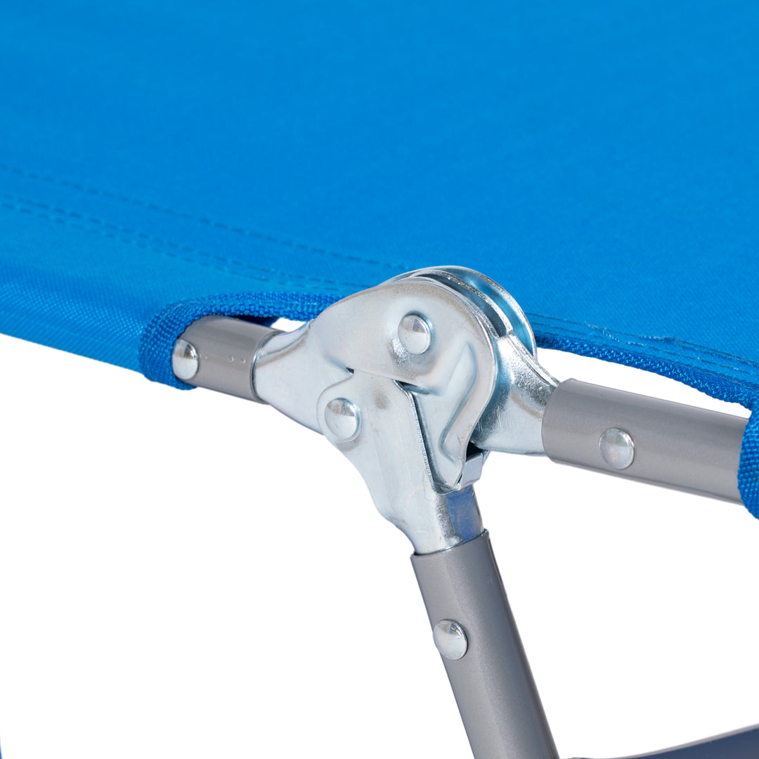 Foldable Sun Lounger with Reading Hole - Blue