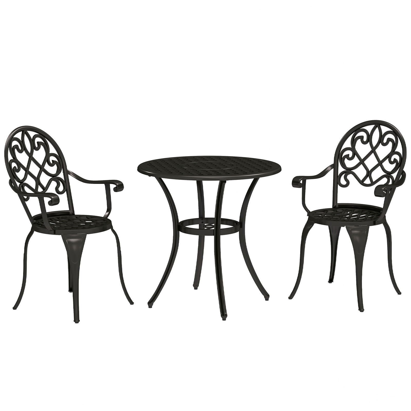 Three-Piece Elegant Aluminium Garden Set - Black