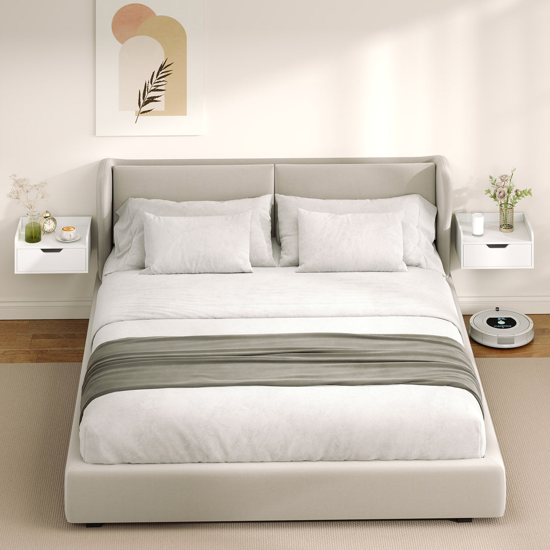 Floating Nightstands Set of 2, Wall Mounted Bedside Table with Drawer 