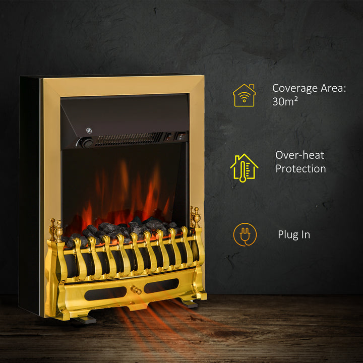 HOMCOM LED Flame Electric Fire Place-Golden