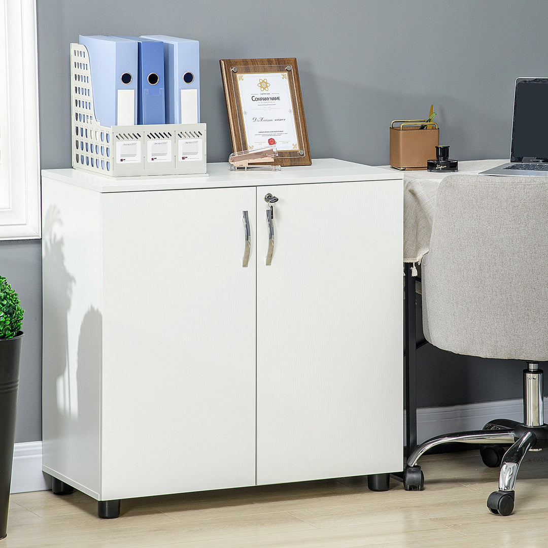Two-Tier Locking Office Storage Cabinet - White