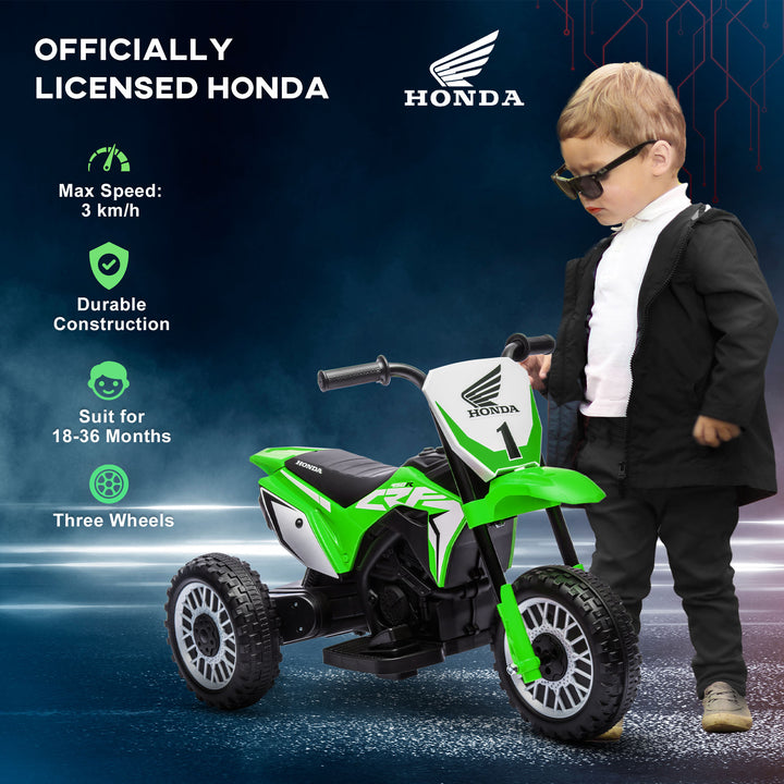 HOMCOM 6V Electric Motorbike for Toddlers, 3-Wheel Design, with Horn and Startup Sound, Vibrant Green | Aosom UK