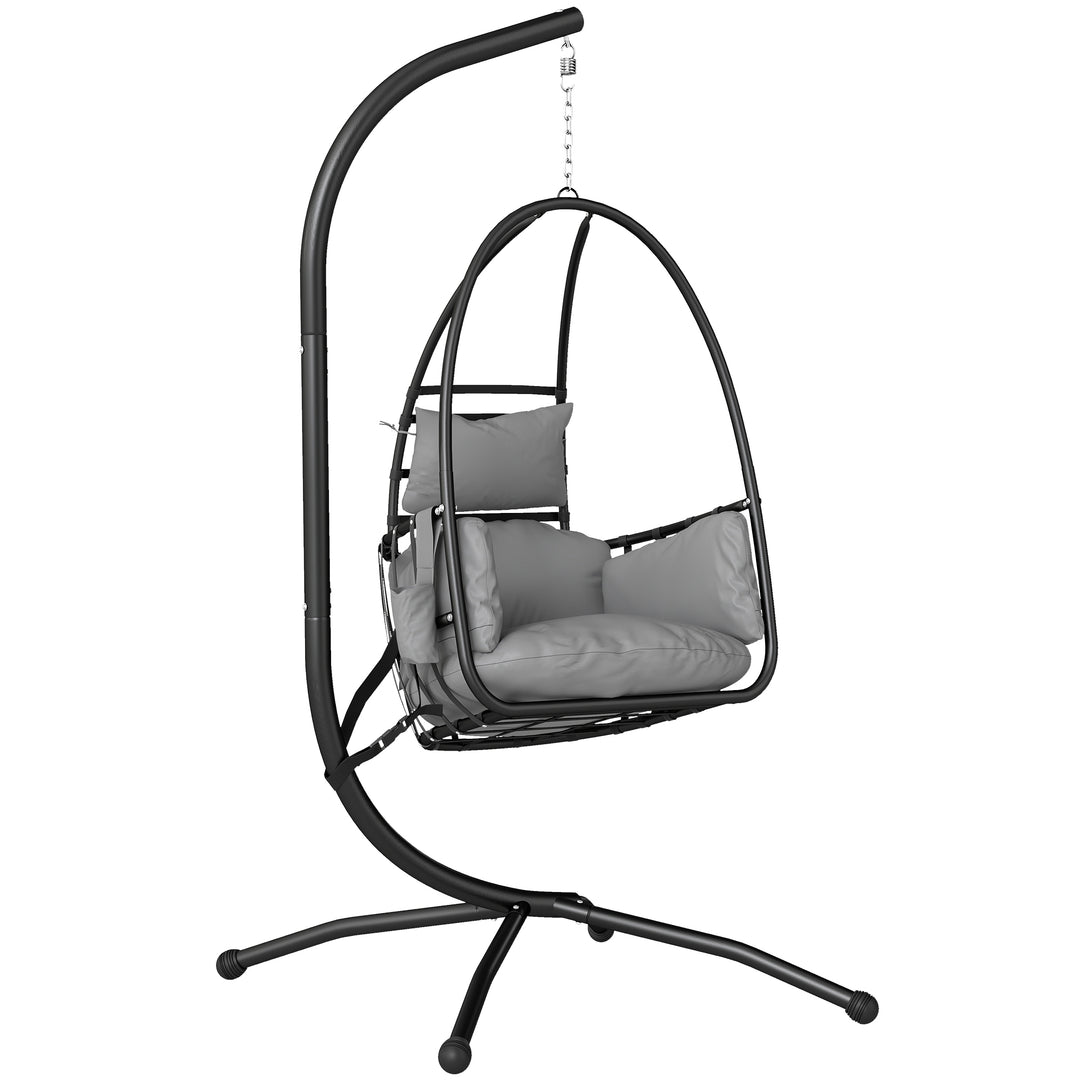 Hanging Egg Chair, Indoor Outdoor Swinging Hammock Chair with Stand, F