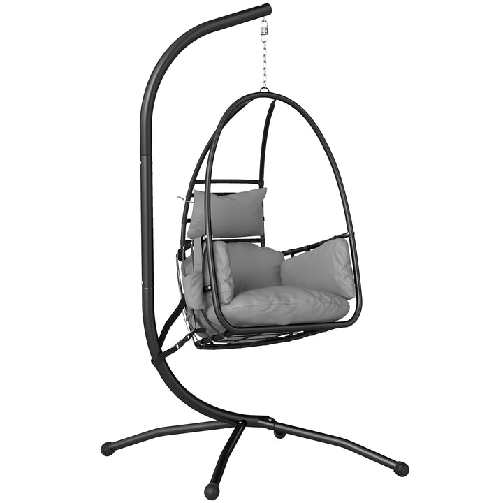 Hanging Egg Chair, Indoor Outdoor Swinging Hammock Chair with Stand, F