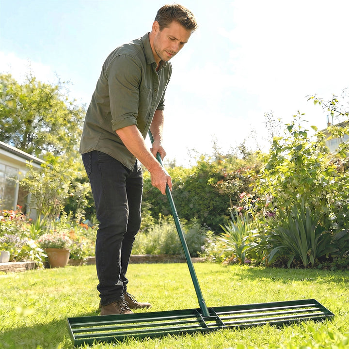 Lawn Levelling Rake, 113 x 26 cm Lawn Leveller Lute with 169 cm Handle