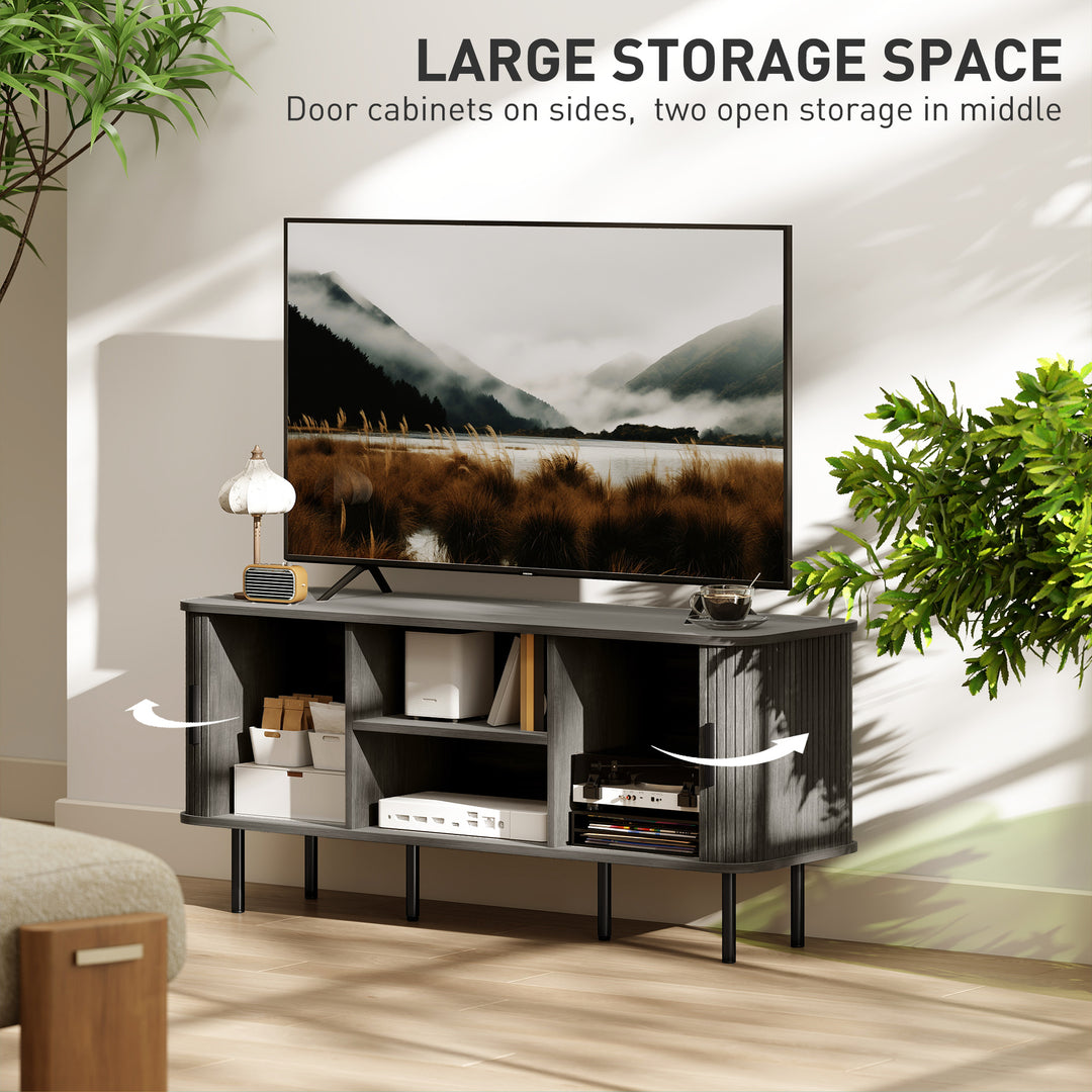 TV Stand Cabinet for TVs up to 55 Inches, TV Unit with Storage Shelves and Cupboard for Living Room, Grey