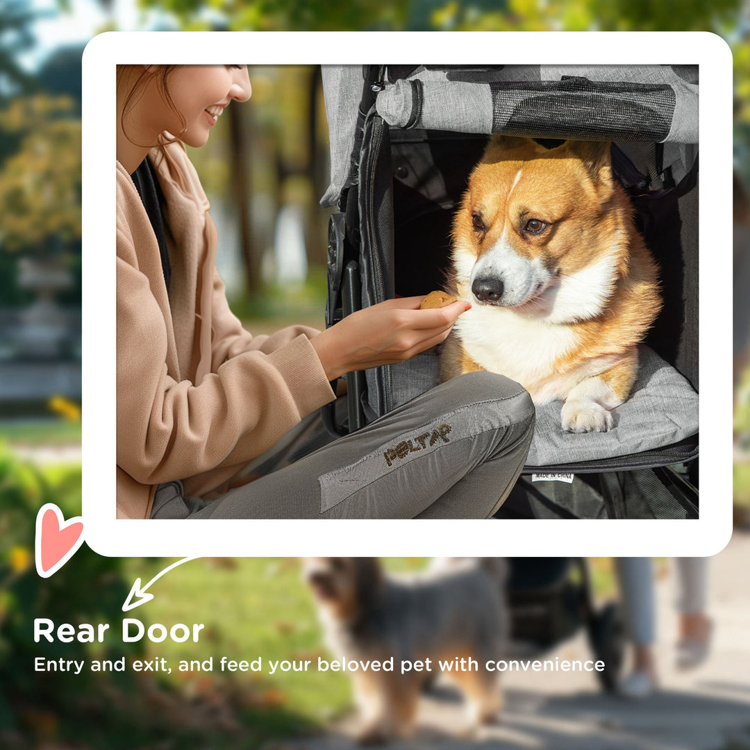 Dog Pram Dog Stroller Pet Stroller, 3 Wheels Dog Pushchair with Brake, for Small Miniature Dogs, Cats, Red