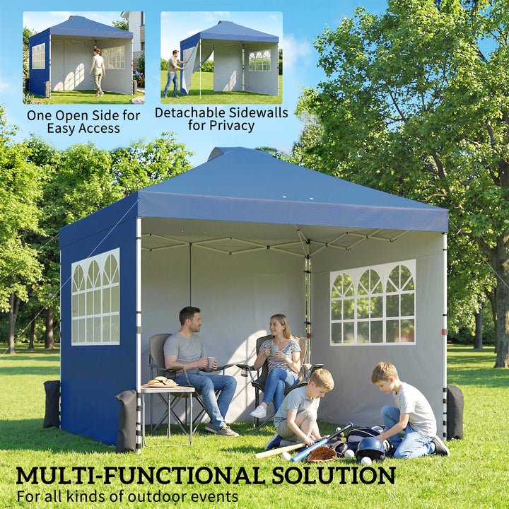 Pop Up Gazebo Waterproof Height Adjustable Canopy with 3 Sidewalls Whe