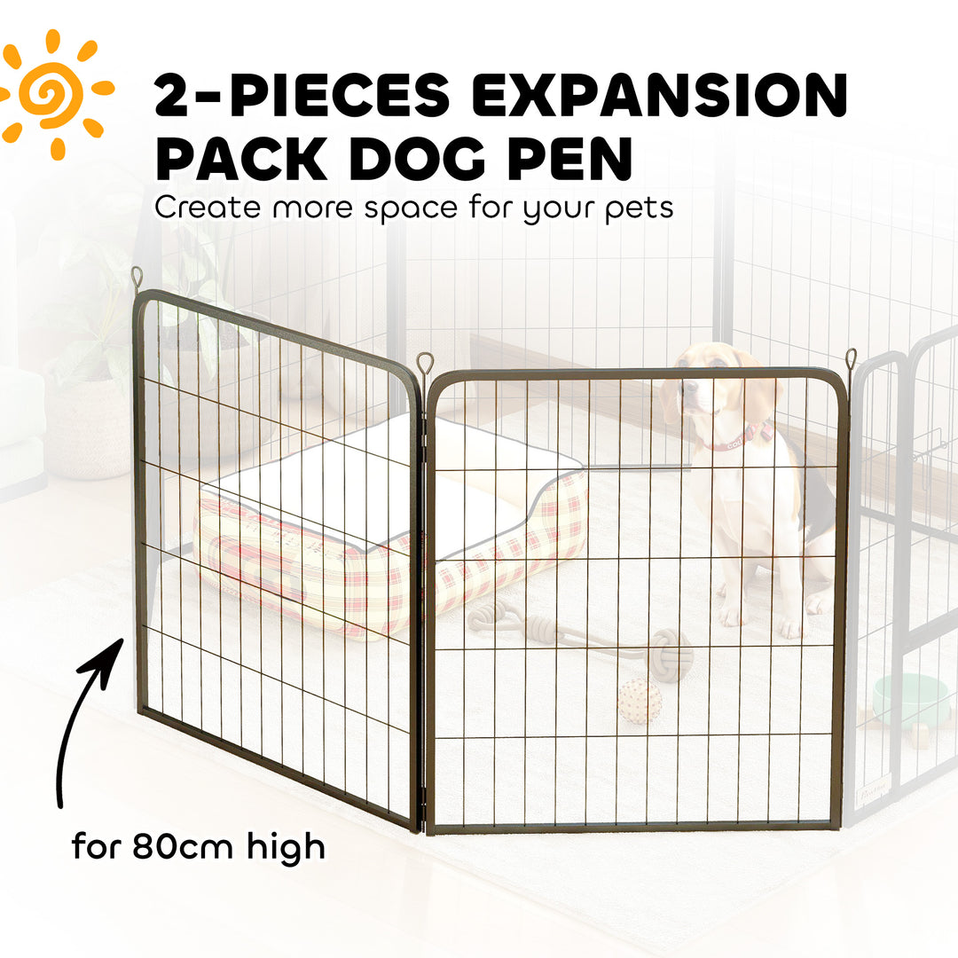 Two-Piece Dog Pen Expansion Pack for Medium Dogs, 80cm Tall Animal Pen with Three Connecting Stakes