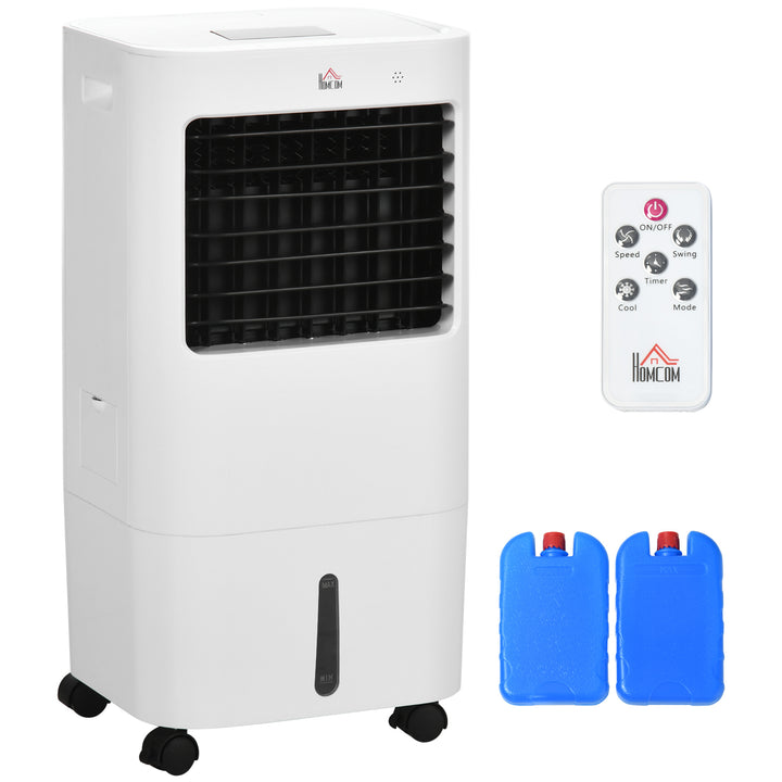 HOMCOM Air Cooler, Mobile Cooling Fan with 15L Water Tank, Oscillation, Remote, Timer, 32x37x74cm | Aosom UK