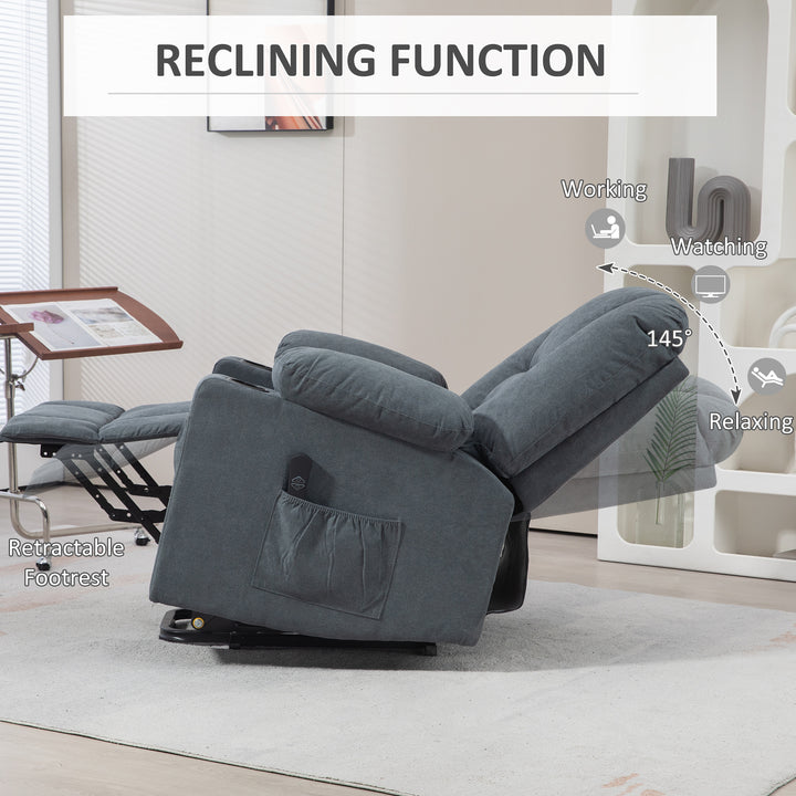 HOMCOM Oversized Riser and Recliner Chairs for the Elderly, Fabric Upholstered Lift Chair for Living Room w/ Remote Control, Side Pockets | Aosom UK