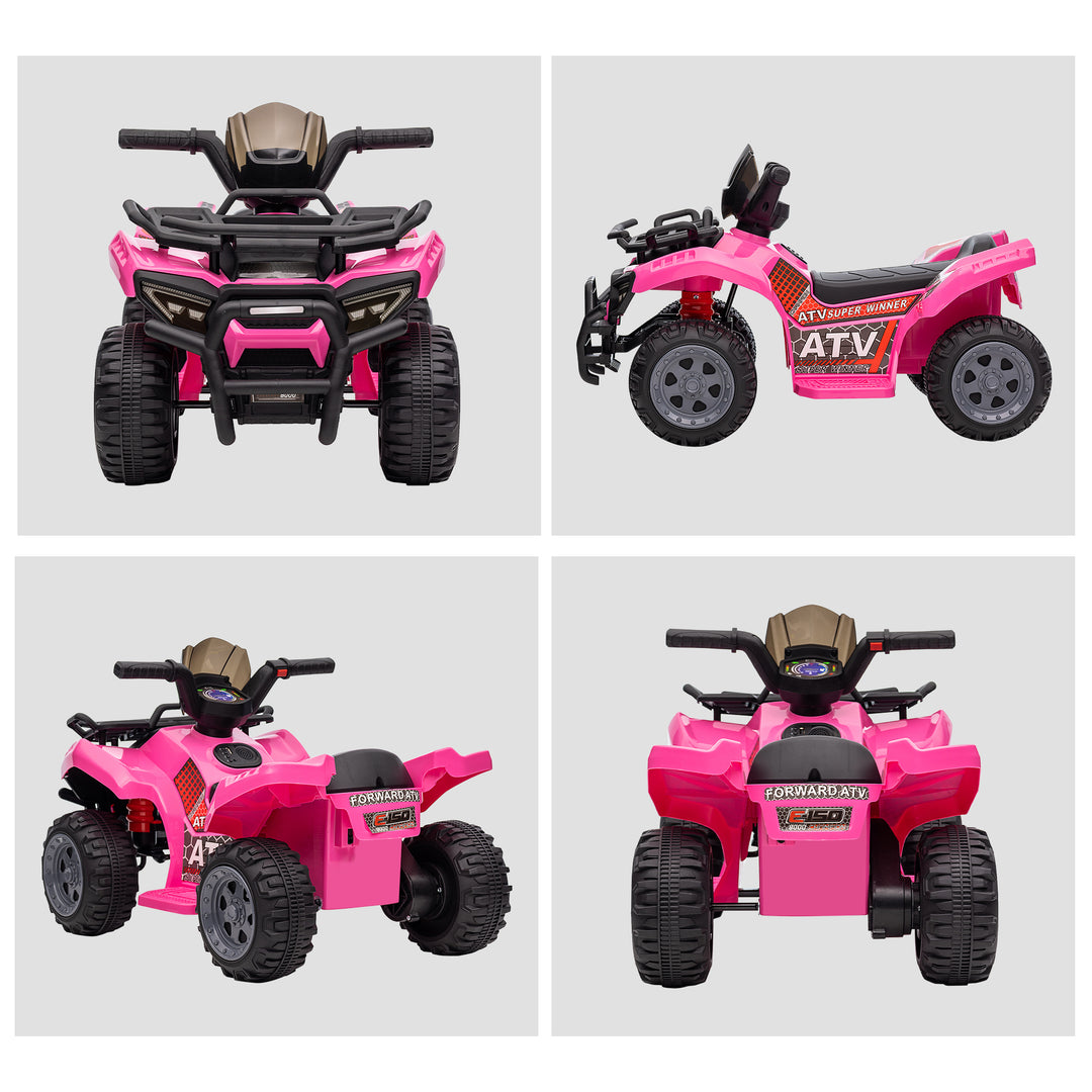 HOMCOM Kids Electric ATV Ride-On Toy, 6V Battery-Powered Quad Bike with Working Headlights, for Toddlers 18-36 Months, Pink | Aosom UK