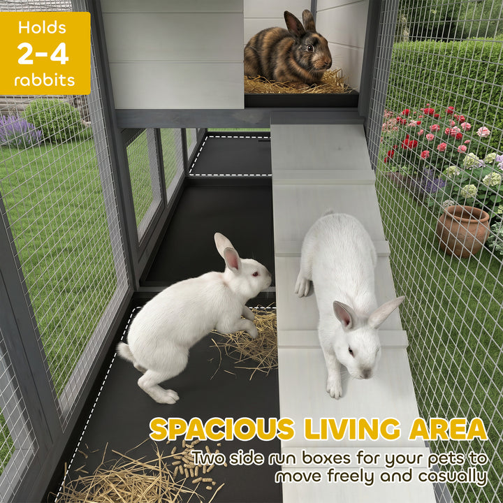 2-Tier Large Rabbit Hutch Outdoor with Double Side Run Boxes, No-leak 