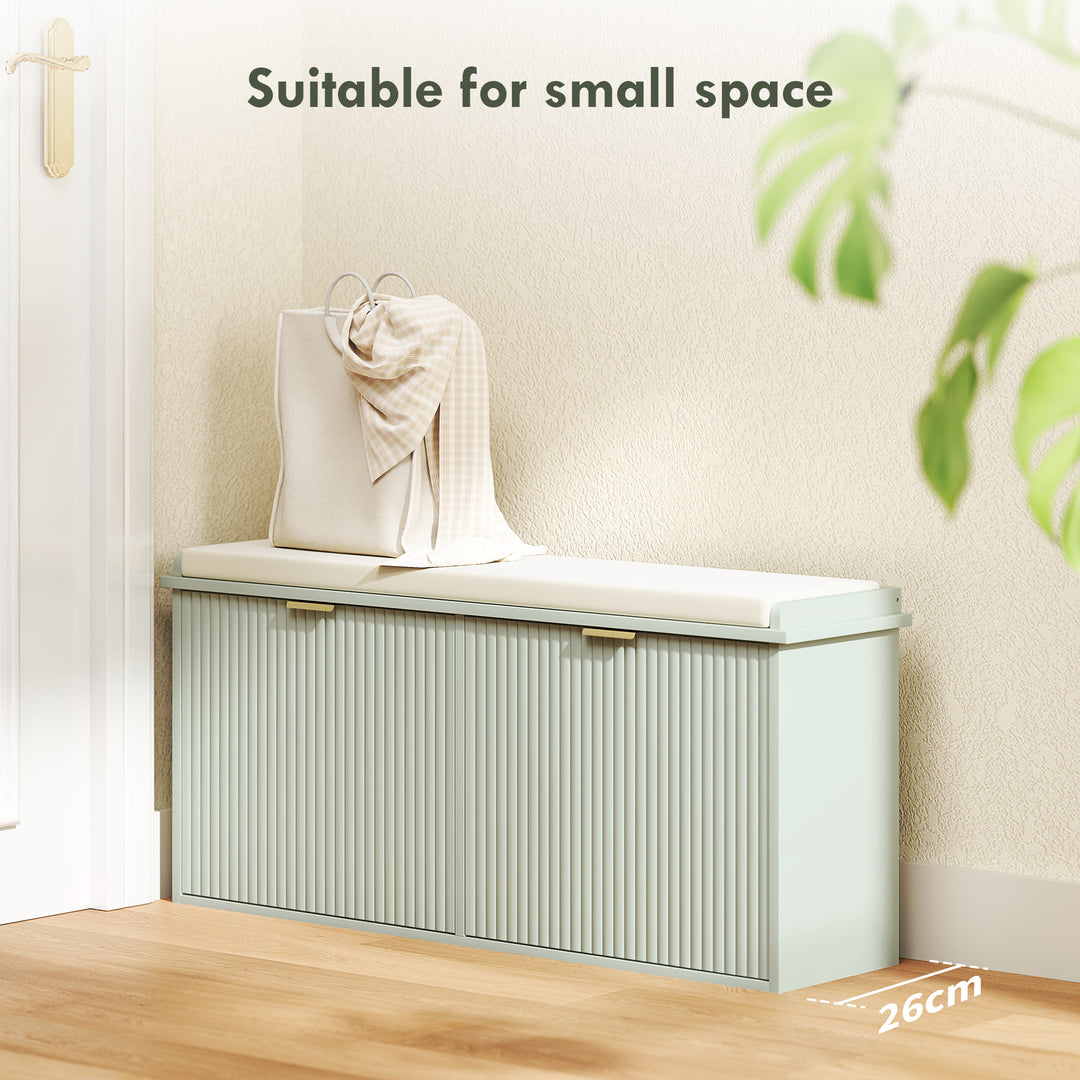 Elegant Ten Shoe Bench, with Top Seat - Green