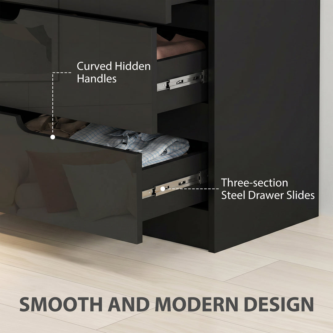 Chest of Four High Gloss Front Drawers - Black