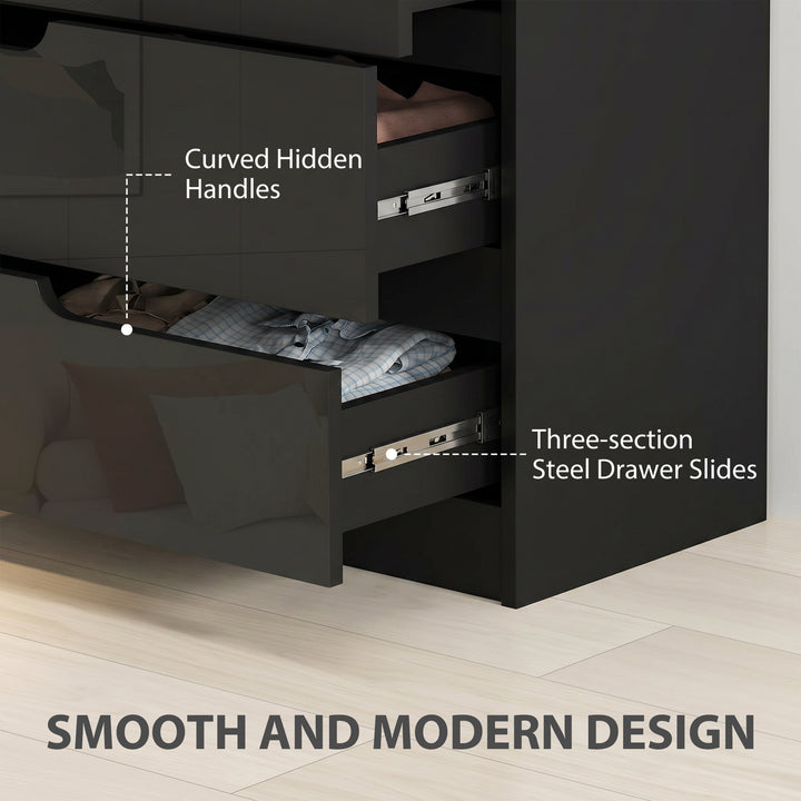 Chest of Four High Gloss Front Drawers - Black
