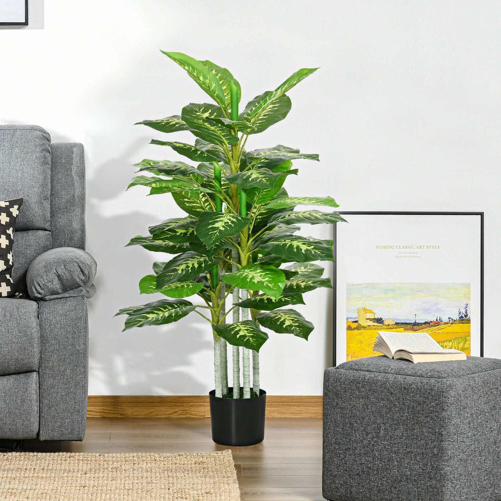 Artificial Evergreen Tree Fake Decorative Plant in Nursery Pot for Indoor Decor, 120cm