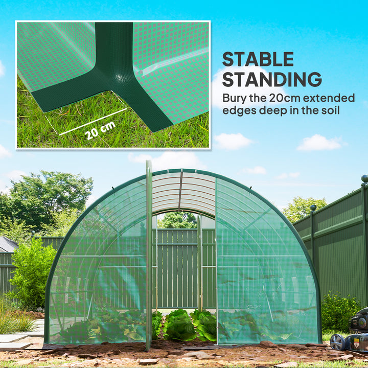 4 x 3(m) Polytunnel Greenhouse, with Windows and Doors - Green