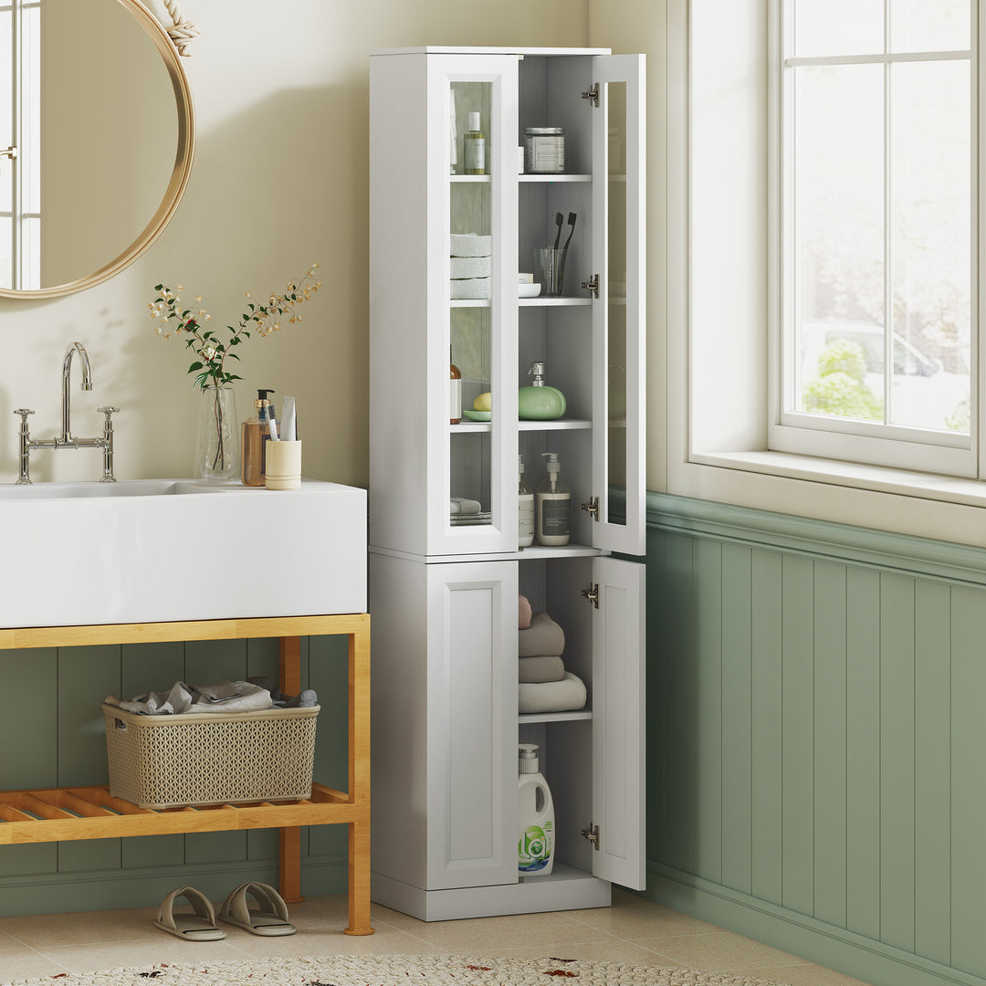 Tall Bathroom Storage Cabinet, 6-Tier Slim Bathroom Cabinet with Adjus