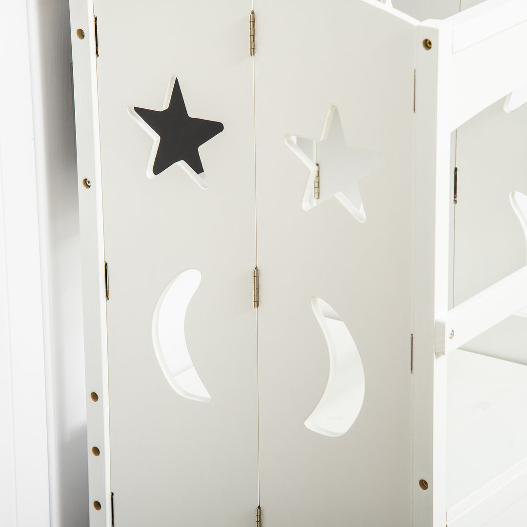 MCL Kids Step Stool Toddler Kitchen Stool with Blackboard Lockable Handrail for Kids Kitchen Counter White