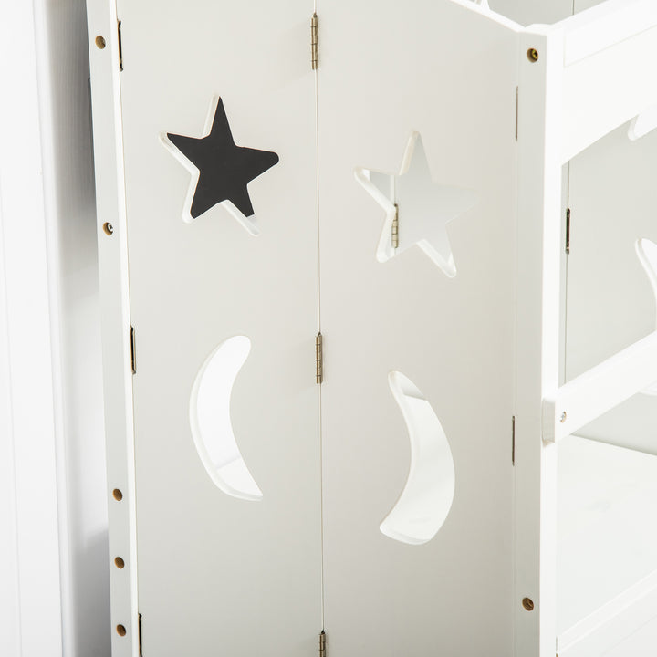 MCL Kids Step Stool Toddler Kitchen Stool with Blackboard Lockable Handrail for Kids Kitchen Counter White